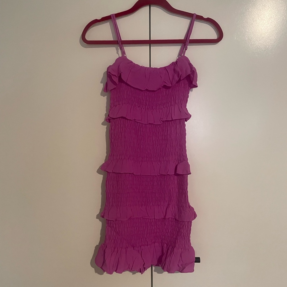 Pink Ruffled Sleeveless Dress
